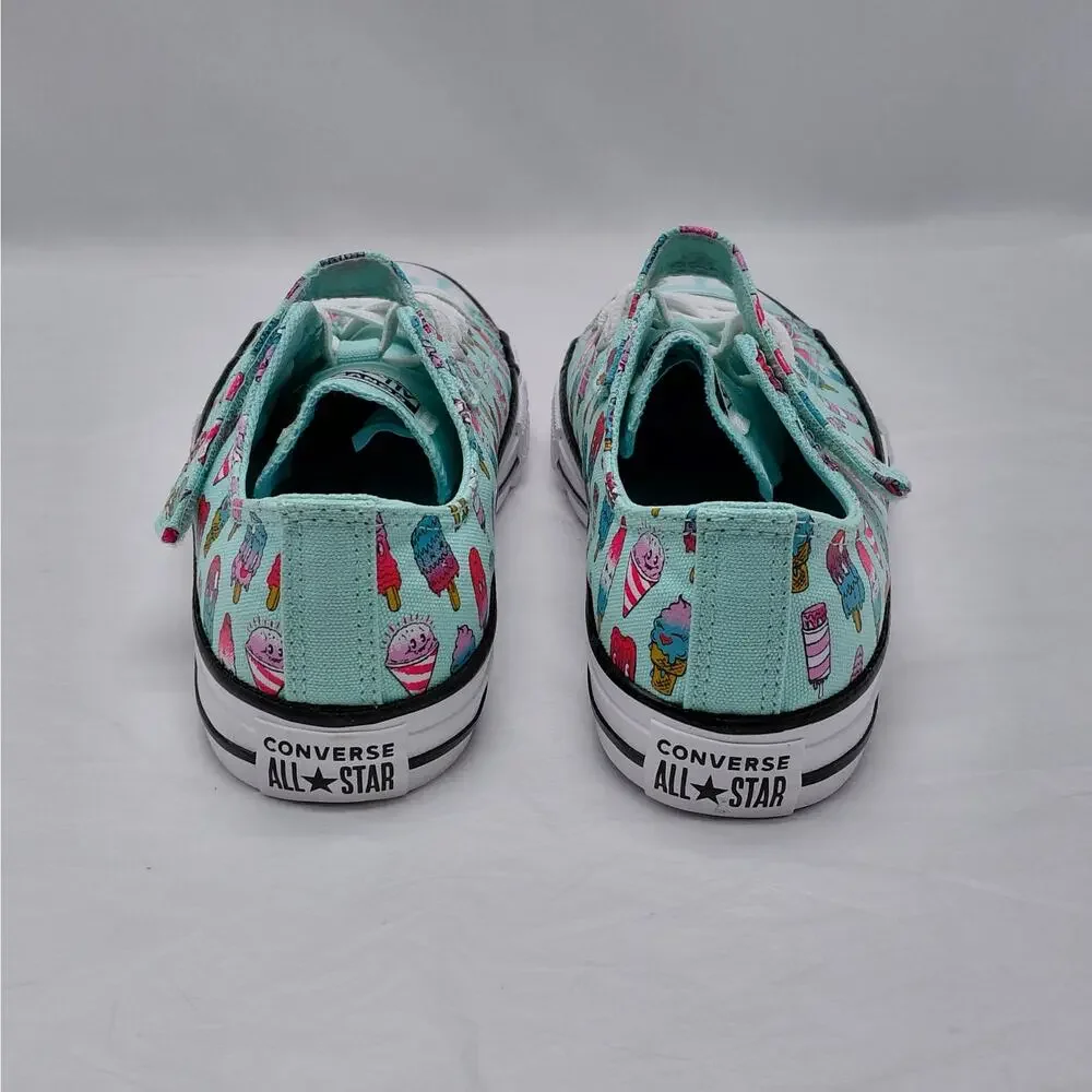 Converse All Star Girls Sneakers Size 3 Aqua Ice Cream Print Back To School Shoe